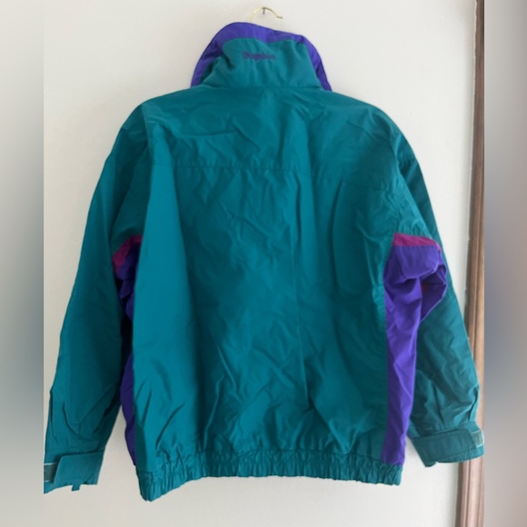 Columbia Women Vintage 90s Spell Out Bugaboo Jacket Size Large Blue Purple Pink - Picture 2 of 10